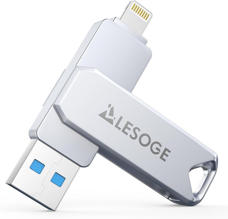 LESIGE MFi Certified 128GB Flash Drive for iPhone Photo Stick USB Memory Stick Thumb Drives, High Speed USB Stick External Storage for iPhone/iPad/Android/PC - Image 1